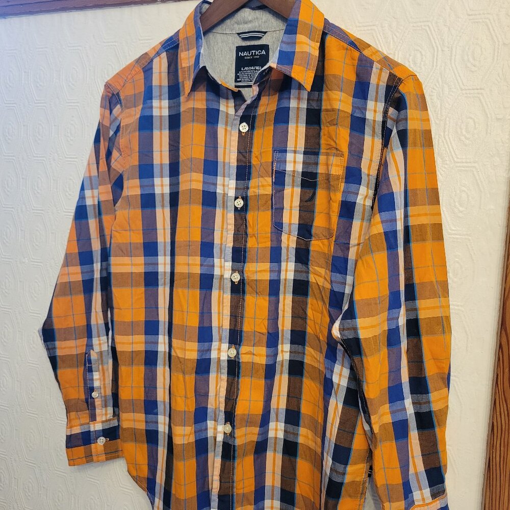 Nautica Boys' Plaid Shirt Size L (14/16) — Fits Men's‎ XS/S — Cotton